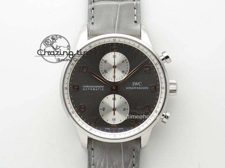 Portuguese Real PR IW500127 RG ZF 1:1 Best Edition Grey Red Dial On Brown Leather Strap A52010 V2