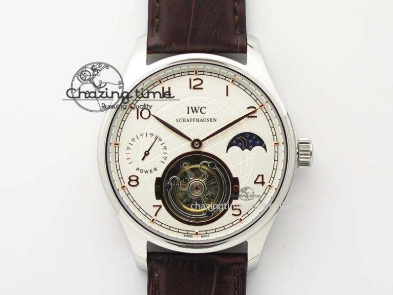 Portuguese Real PR IW500127 RG ZF 1:1 Best Edition Grey Red Dial On Brown Leather Strap A52010 V2