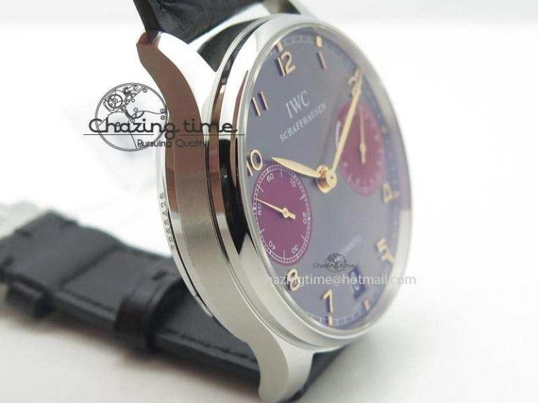 Portuguese Real PR IW500127 ZF 1:1 Best Edition Gray Red Dial On Black Leather Strap A52010