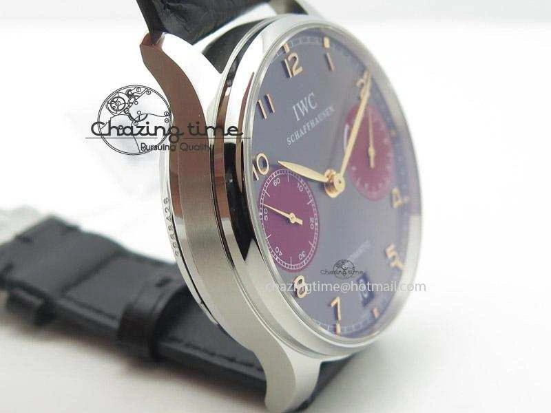 Portuguese Real PR IW500127 ZF 1:1 Best Edition Gray Red Dial On Black Leather Strap A52010
