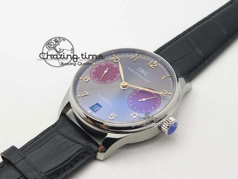 Portuguese Real PR IW500127 ZF 1:1 Best Edition Gray Red Dial On Black Leather Strap A52010