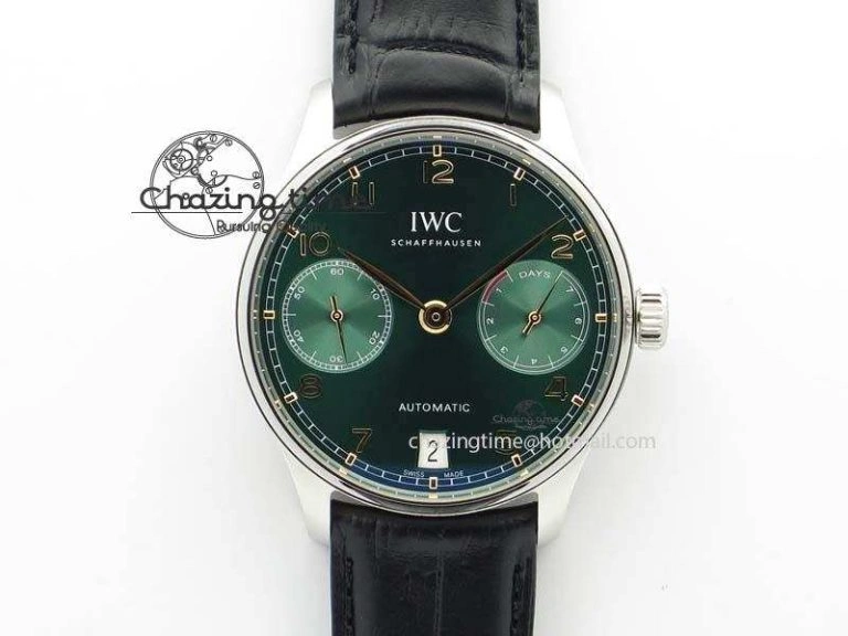 Portuguese Real PR IW500708 ZF 1:1 Best Edition Green Dial On Black Leather Strap A52010 V4