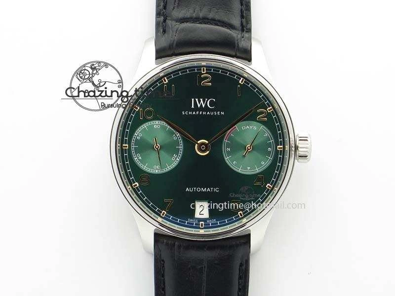 Portuguese Real PR IW500708 ZF 1:1 Best Edition Green Dial On Black Leather Strap A52010 V4