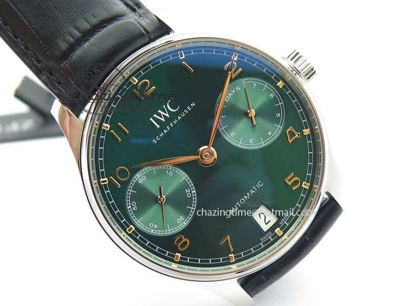 Portuguese Real PR IW500708 ZF 1:1 Best Edition Green Dial On Black Leather Strap A52010 V4