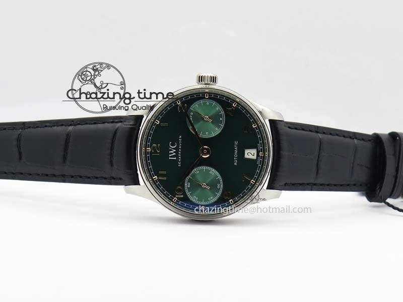 Portuguese Real PR IW500708 ZF 1:1 Best Edition Green Dial On Black Leather Strap A52010 V4