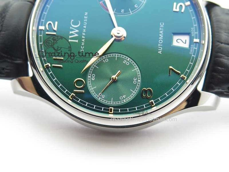 Portuguese Real PR IW500708 ZF 1:1 Best Edition Green Dial On Black Leather Strap A52010 V4
