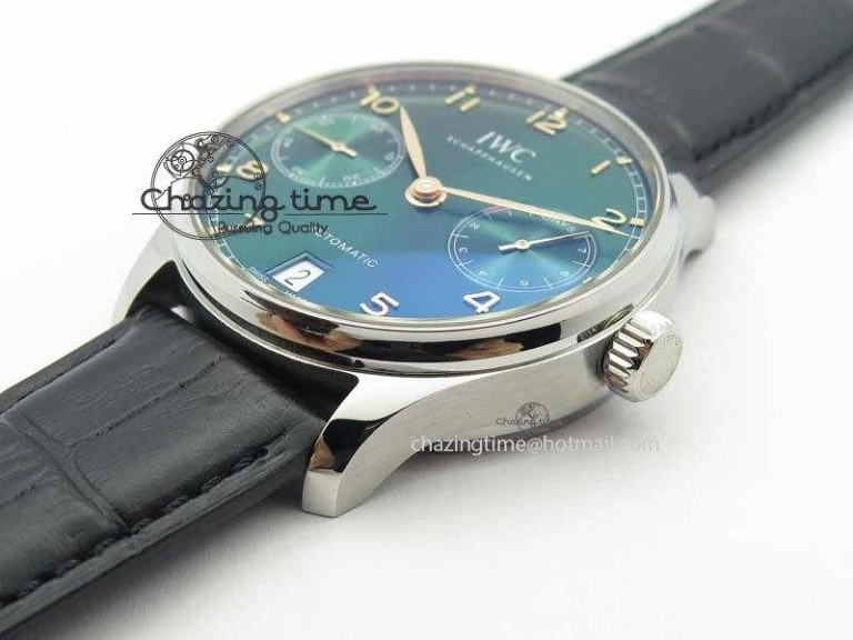 Portuguese Real PR IW500708 ZF 1:1 Best Edition Green Dial On Black Leather Strap A52010 V4