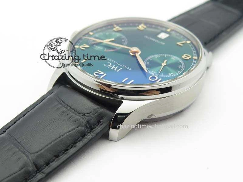 Portuguese Real PR IW500708 ZF 1:1 Best Edition Green Dial On Black Leather Strap A52010 V4