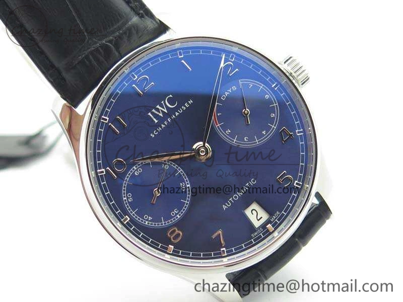 Portuguese Real PR IW500710 ZF 1:1 Best Edition Blue Dial On Black Leather Strap A52010 V4