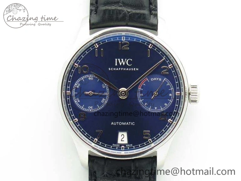 Portuguese Real PR IW500710 ZF 1:1 Best Edition Blue Dial On Black Leather Strap A52010 V4