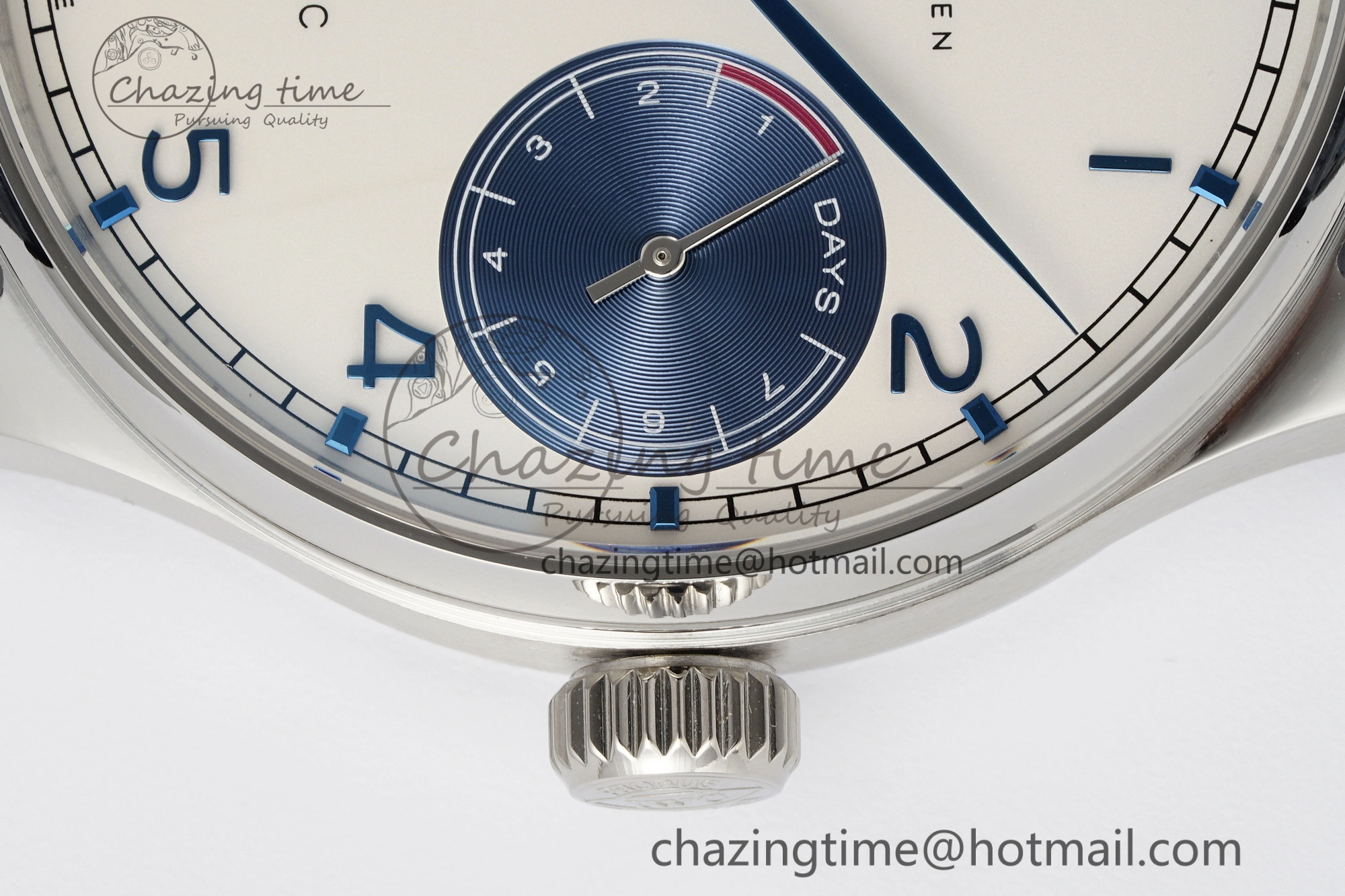 Portuguese Real PR IW500715 SS AZF 1:1 Best Edition White Blue Dial on Blue Leather Strap A52010