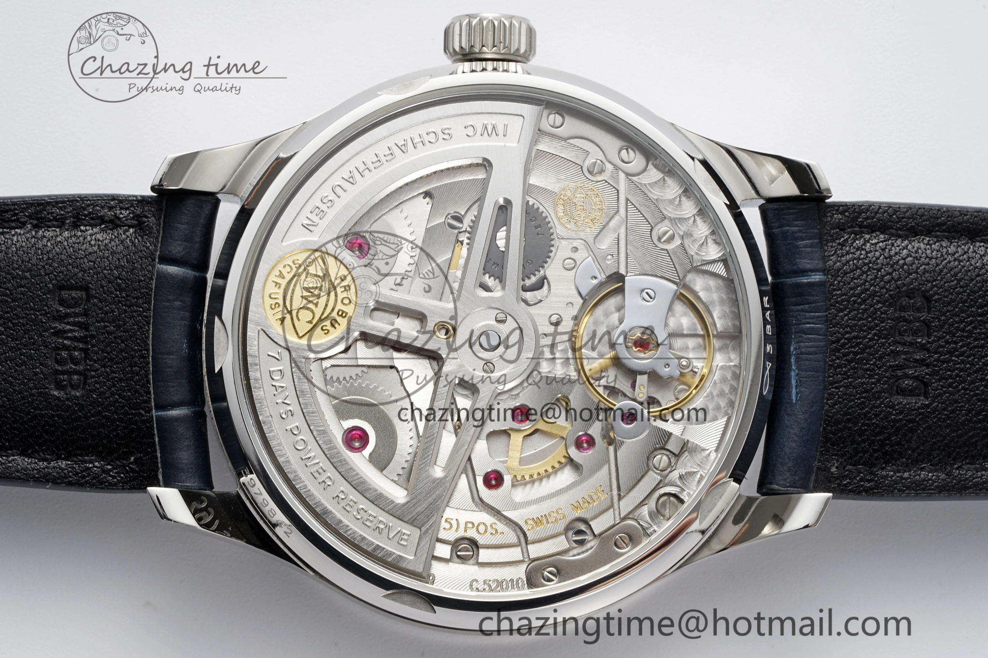 Portuguese Real PR IW500715 SS AZF 1:1 Best Edition White Blue Dial on Blue Leather Strap A52010