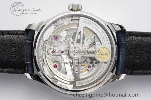 Portuguese Real PR IW500715 SS AZF 1:1 Best Edition White Blue Dial on Blue Leather Strap A52010