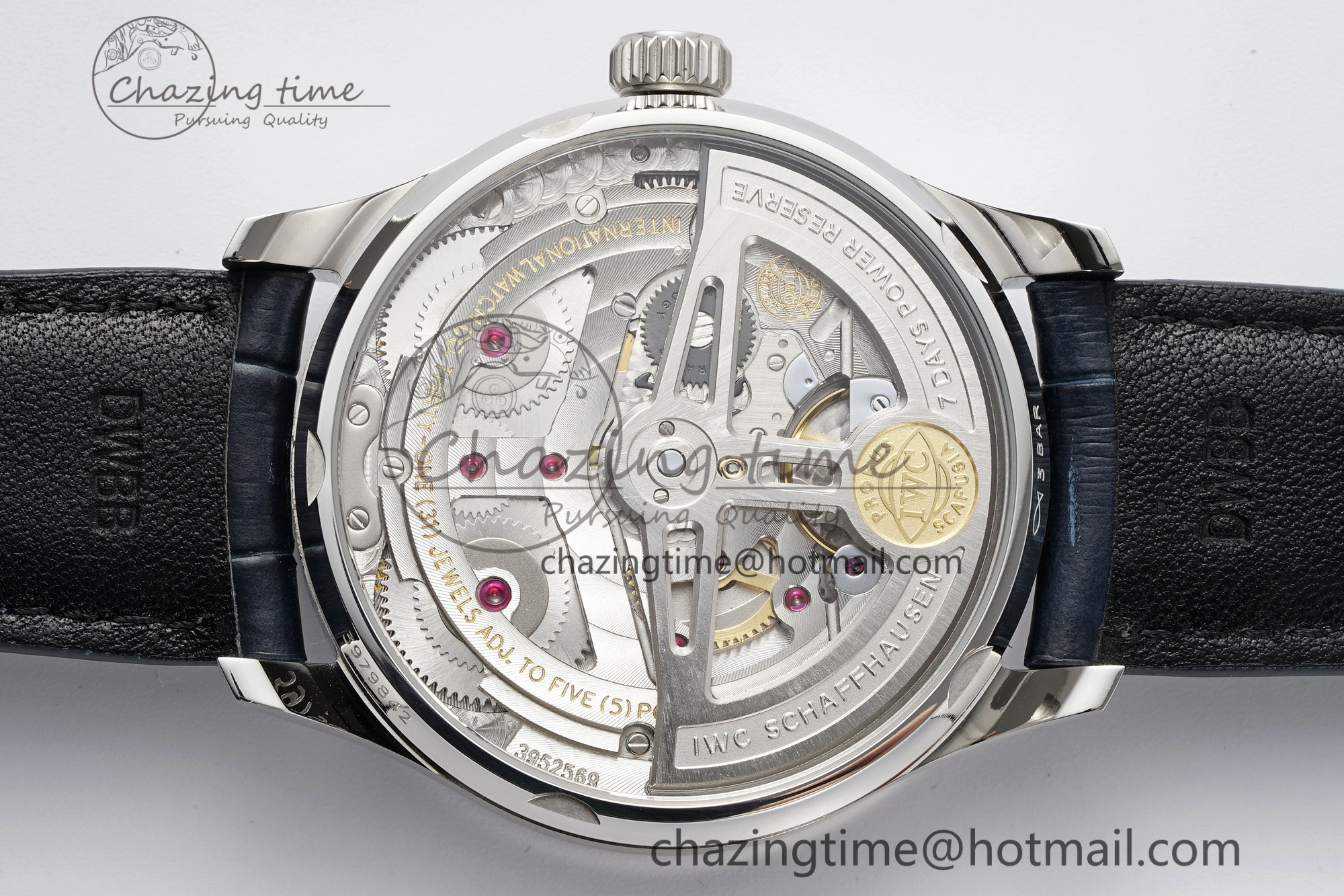 Portuguese Real PR IW500715 SS AZF 1:1 Best Edition White Blue Dial on Blue Leather Strap A52010