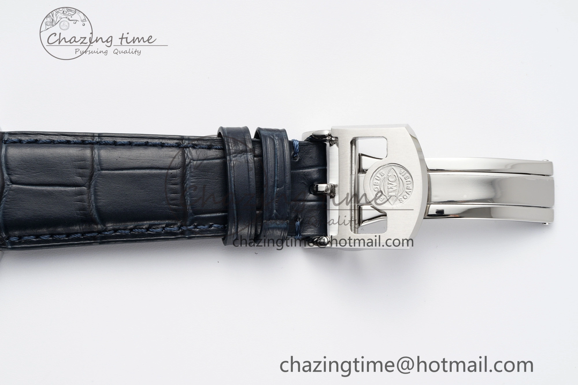 Portuguese Real PR IW500715 SS AZF 1:1 Best Edition White Blue Dial on Blue Leather Strap A52010