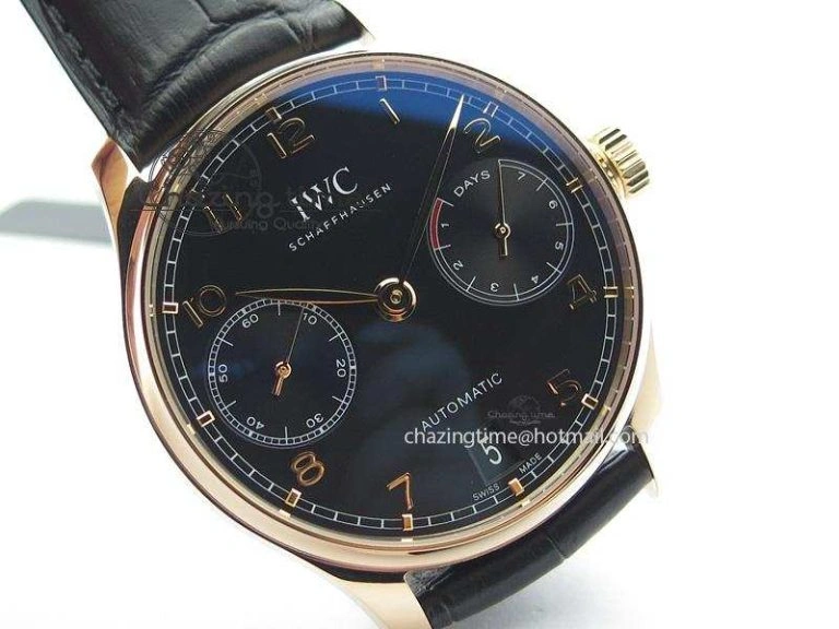 Portuguese Real PR RG IW5007 ZF 1:1 Best Edition Black Dial On Black Leather Strap A52010 V3