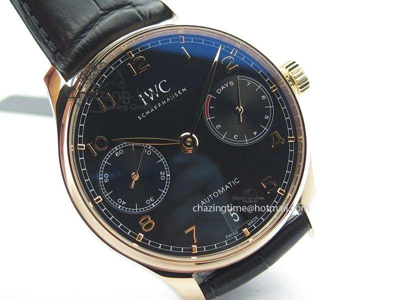 Portuguese Real PR RG IW5007 ZF 1:1 Best Edition Black Dial On Black Leather Strap A52010 V3