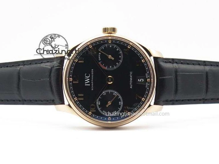 Portuguese Real PR RG IW5007 ZF 1:1 Best Edition Black Dial On Black Leather Strap A52010 V3