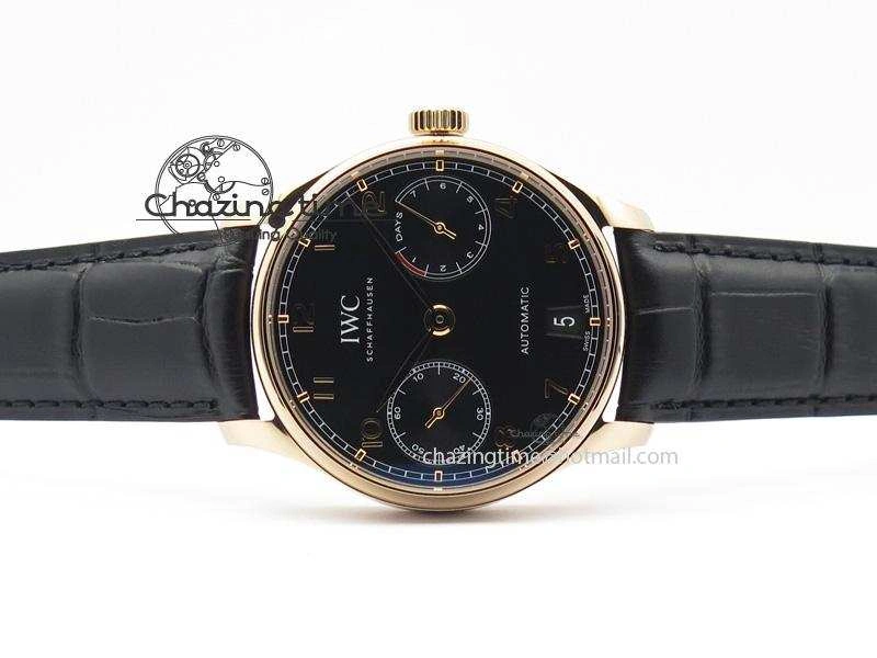 Portuguese Real PR RG IW5007 ZF 1:1 Best Edition Black Dial On Black Leather Strap A52010 V3