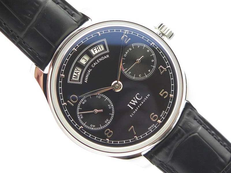 Portuguese Real PR Real Annual Calendar IW5035 YLF 1:1 Best Edition Black Dial On Leather Strap A52850