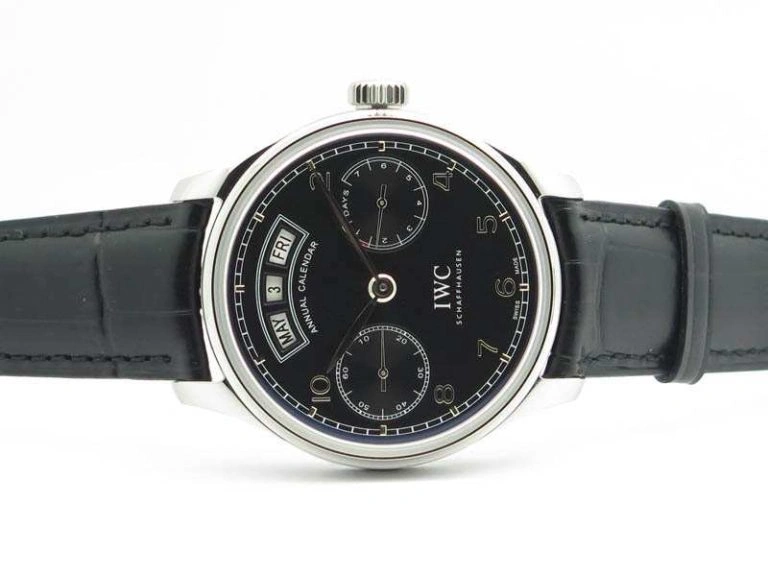 Portuguese Real PR Real Annual Calendar IW5035 YLF 1:1 Best Edition Black Dial On Leather Strap A52850