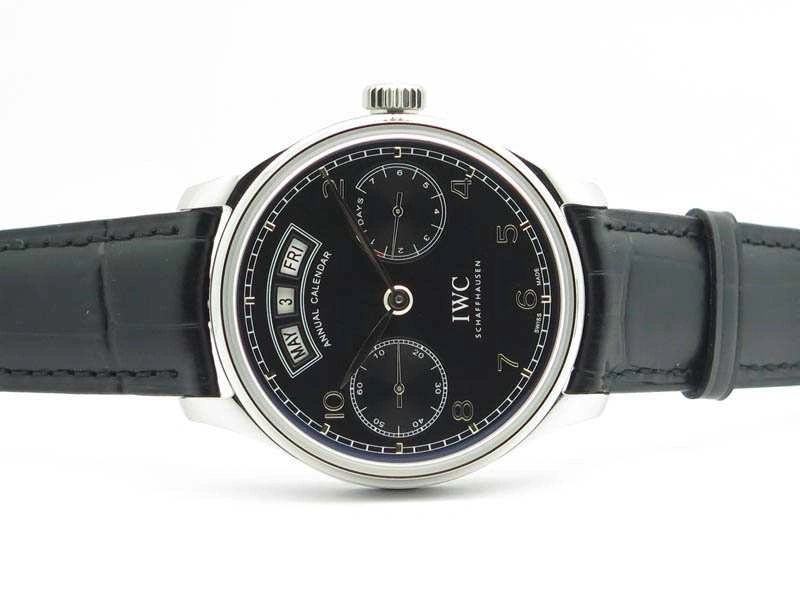 Portuguese Real PR Real Annual Calendar IW5035 YLF 1:1 Best Edition Black Dial On Leather Strap A52850