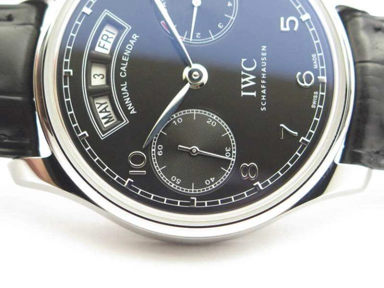 Portuguese Real PR Real Annual Calendar IW5035 YLF 1:1 Best Edition Black Dial On Leather Strap A52850