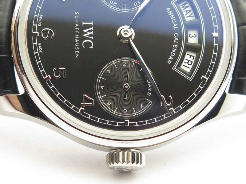 Portuguese Real PR Real Annual Calendar IW5035 YLF 1:1 Best Edition Black Dial On Leather Strap A52850