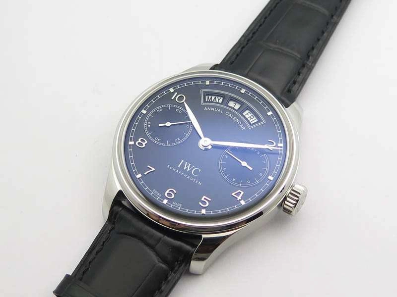 Portuguese Real PR Real Annual Calendar IW5035 YLF 1:1 Best Edition Black Dial On Leather Strap A52850