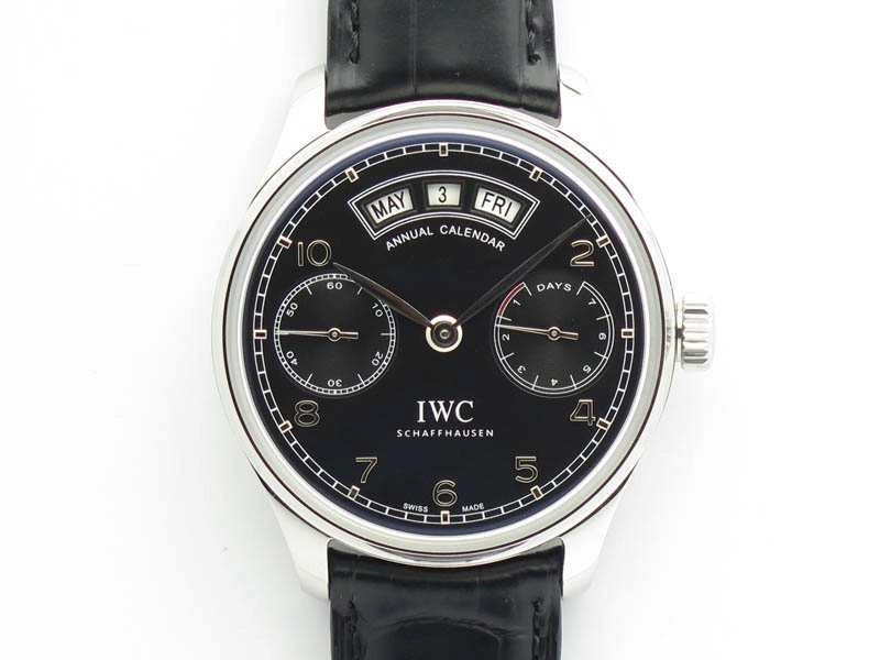 Portuguese Real PR Real Annual Calendar IW5035 YLF 1:1 Best Edition Black Dial On Leather Strap A52850