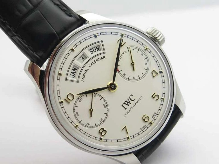 Portuguese Real PR Real Annual Calendar IW5035 YLF 1:1 Best Edition White Dial On Leather Strap A52850