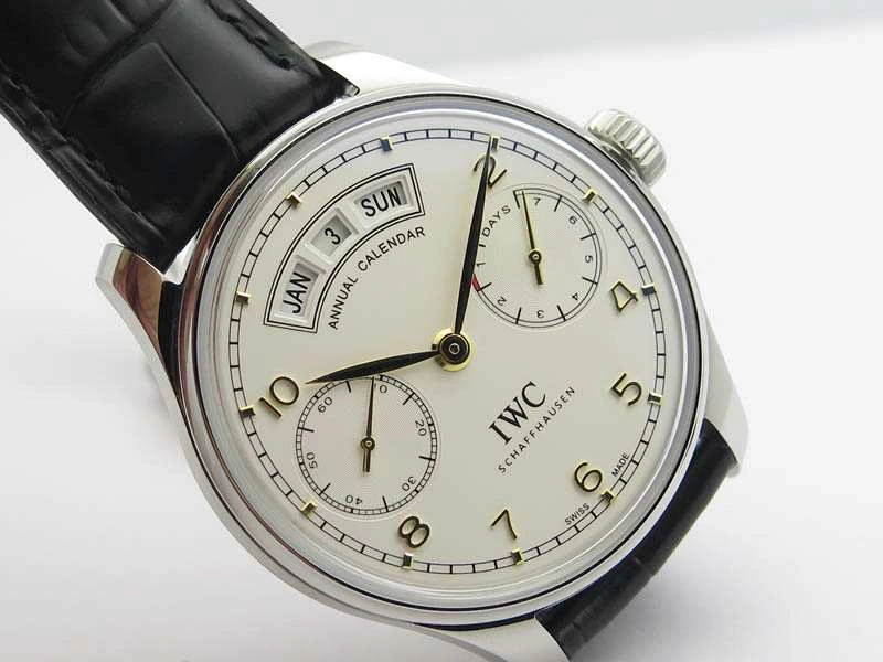 Portuguese Real PR Real Annual Calendar IW5035 YLF 1:1 Best Edition White Dial On Leather Strap A52850