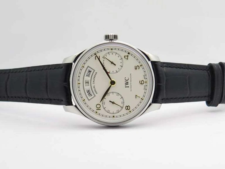 Portuguese Real PR Real Annual Calendar IW5035 YLF 1:1 Best Edition White Dial On Leather Strap A52850