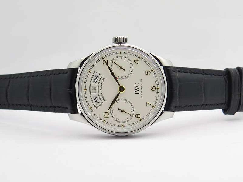 Portuguese Real PR Real Annual Calendar IW5035 YLF 1:1 Best Edition White Dial On Leather Strap A52850