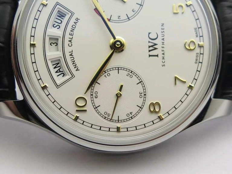 Portuguese Real PR Real Annual Calendar IW5035 YLF 1:1 Best Edition White Dial On Leather Strap A52850