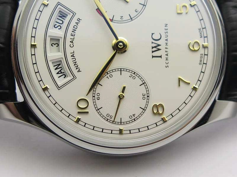 Portuguese Real PR Real Annual Calendar IW5035 YLF 1:1 Best Edition White Dial On Leather Strap A52850