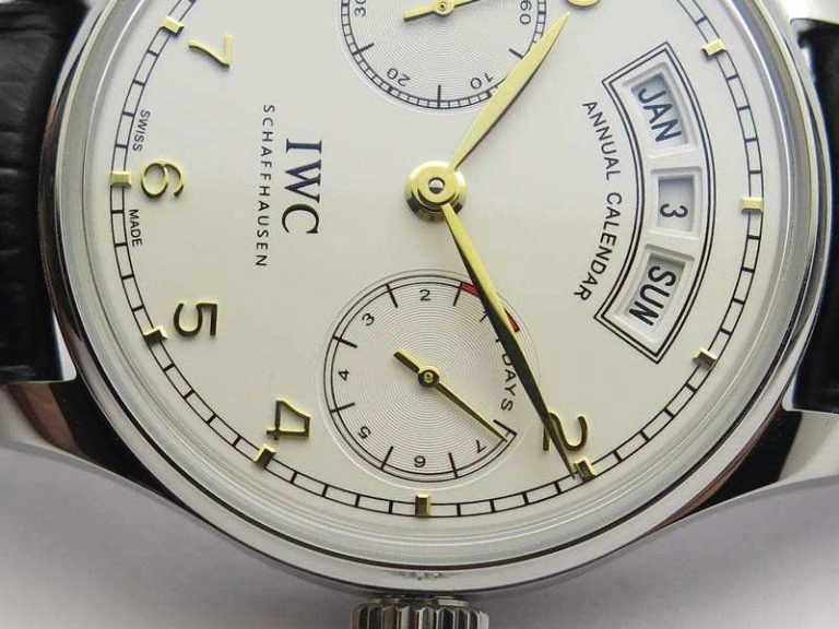 Portuguese Real PR Real Annual Calendar IW5035 YLF 1:1 Best Edition White Dial On Leather Strap A52850