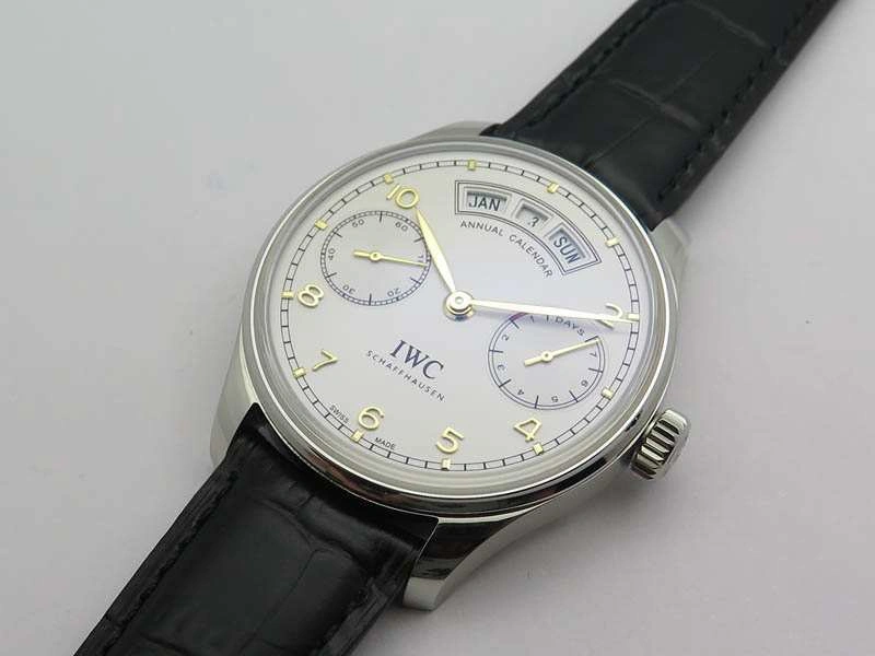 Portuguese Real PR Real Annual Calendar IW5035 YLF 1:1 Best Edition White Dial On Leather Strap A52850