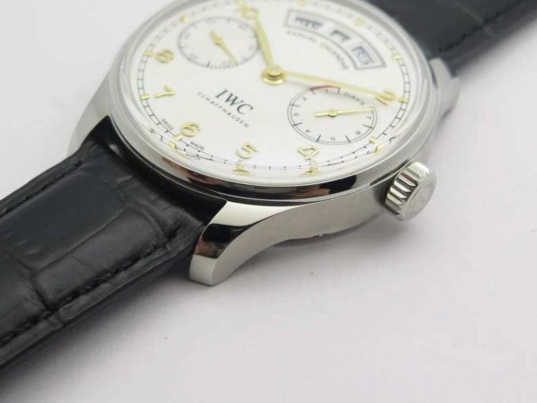 Portuguese Real PR Real Annual Calendar IW5035 YLF 1:1 Best Edition White Dial On Leather Strap A52850