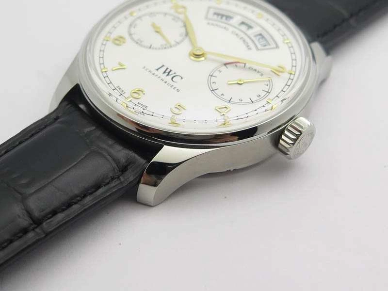 Portuguese Real PR Real Annual Calendar IW5035 YLF 1:1 Best Edition White Dial On Leather Strap A52850