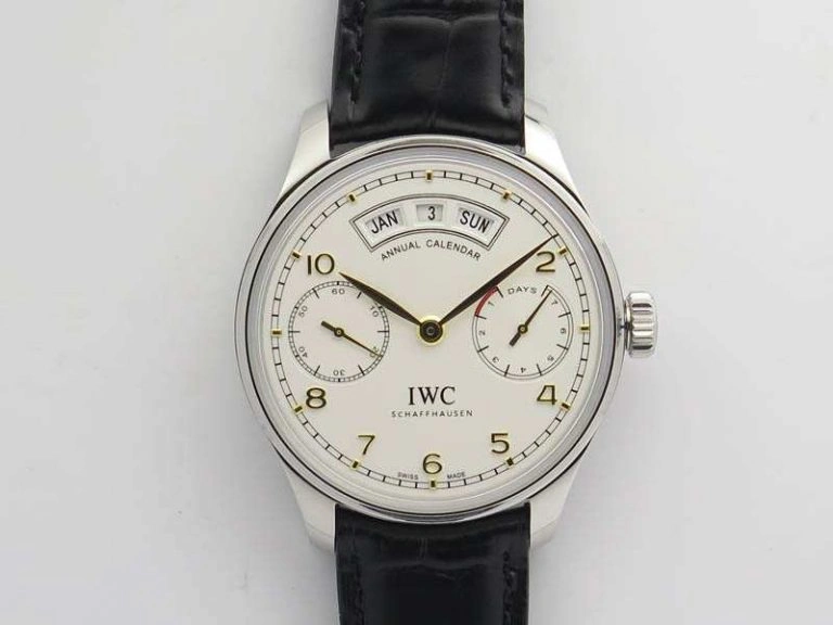 Portuguese Real PR Real Annual Calendar IW5035 YLF 1:1 Best Edition White Dial On Leather Strap A52850