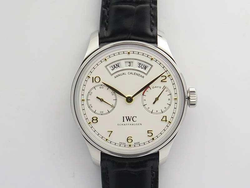 Portuguese Real PR Real Annual Calendar IW5035 YLF 1:1 Best Edition White Dial On Leather Strap A52850