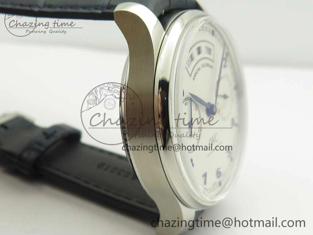 Portuguese Real PR Real Annual Calendar IW5035 ZF 1:1 Best Edition White Dial Blue Markers on Blue Leather Strap A52850