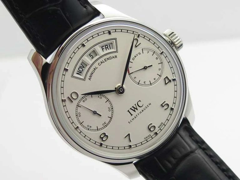 Portuguese Real PR Real Annual Calendar IW503501 YLF 1:1 Best Edition White Dial On Leather Strap A52850