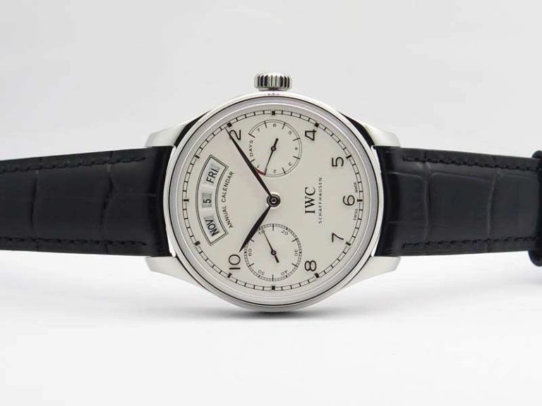 Portuguese Real PR Real Annual Calendar IW503501 YLF 1:1 Best Edition White Dial On Leather Strap A52850