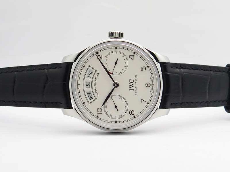 Portuguese Real PR Real Annual Calendar IW503501 YLF 1:1 Best Edition White Dial On Leather Strap A52850