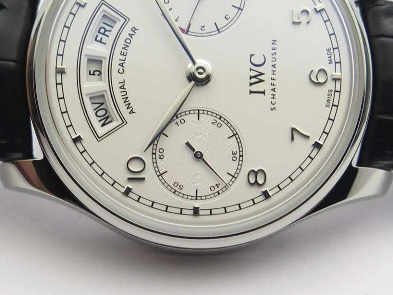 Portuguese Real PR Real Annual Calendar IW503501 YLF 1:1 Best Edition White Dial On Leather Strap A52850