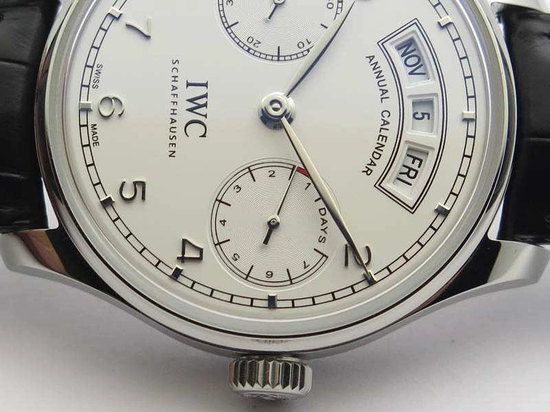 Portuguese Real PR Real Annual Calendar IW503501 YLF 1:1 Best Edition White Dial On Leather Strap A52850