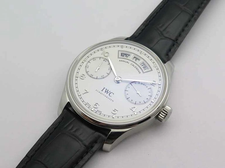 Portuguese Real PR Real Annual Calendar IW503501 YLF 1:1 Best Edition White Dial On Leather Strap A52850