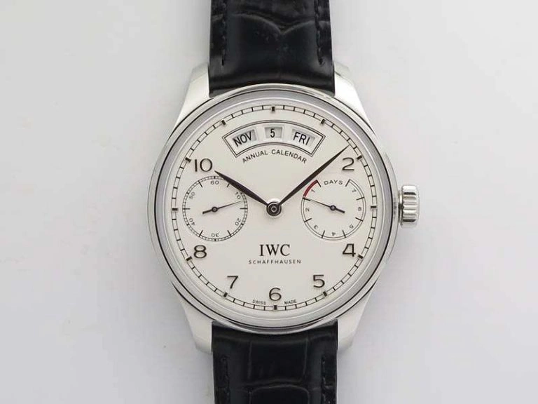 Portuguese Real PR Real Annual Calendar IW503501 YLF 1:1 Best Edition White Dial On Leather Strap A52850